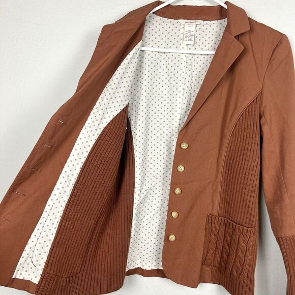 Sundance Blazer Rust Brown Cotton w/ Sweaterknit Trim Lightweight Jacket Size 8 - Picture 6 of 6